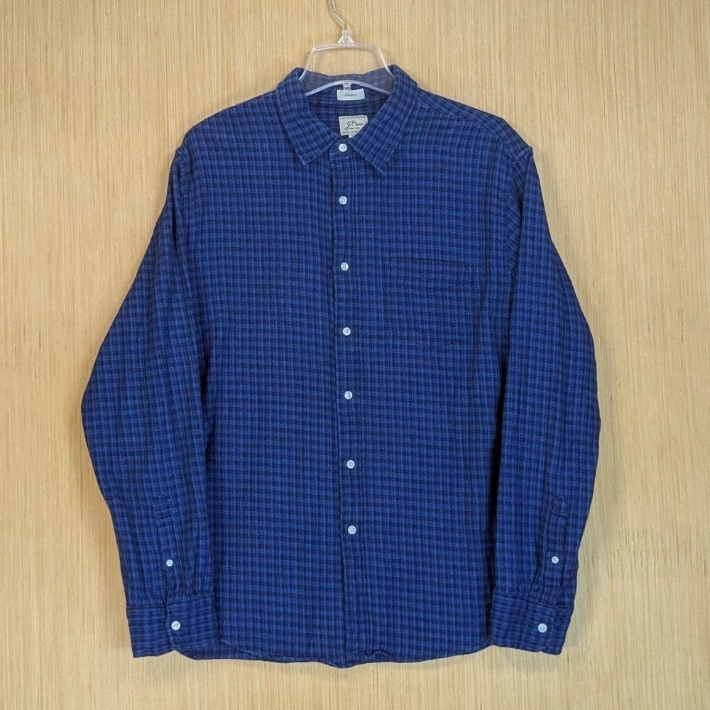 J. Crew Classic Fit Plaid Flannel Shirt Long Sleeve Gorpcore Casual Blue Mens XL